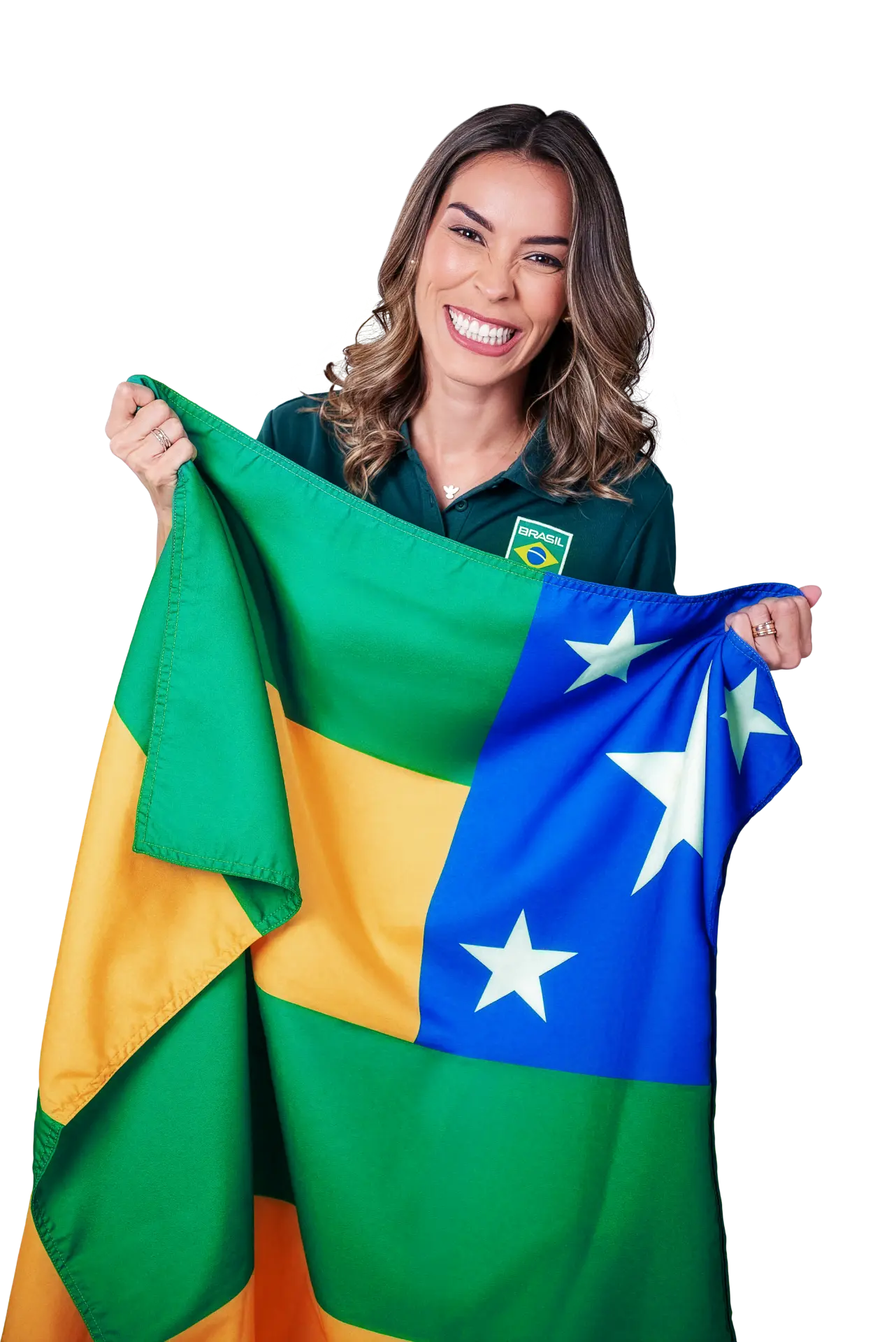 Mariana Dantas com a bandeira de Sergipe